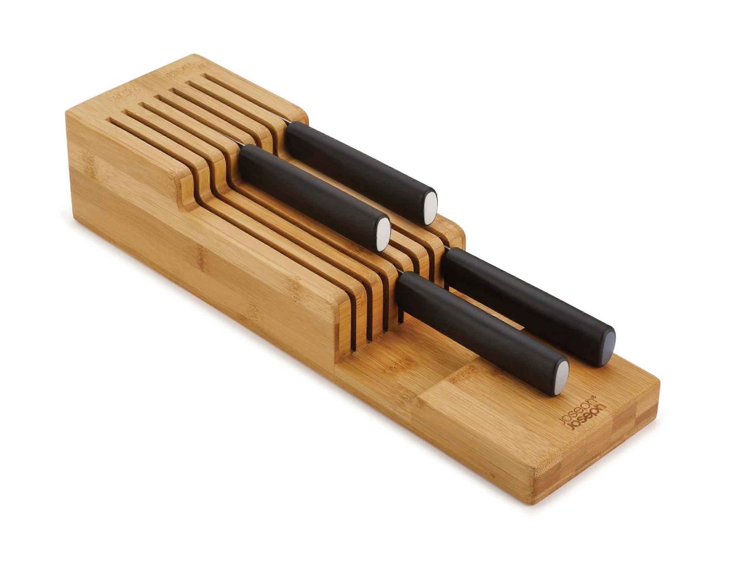 Bamboo Knife Drawer Organizer 2Tier Kitchen Knife Holder for Safe and SpaceEfficient Storage