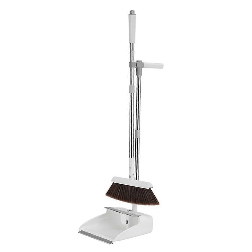 Broom and Dustpan Set with Long Handle, Foldable Magnetic Lock for Home Cleaning