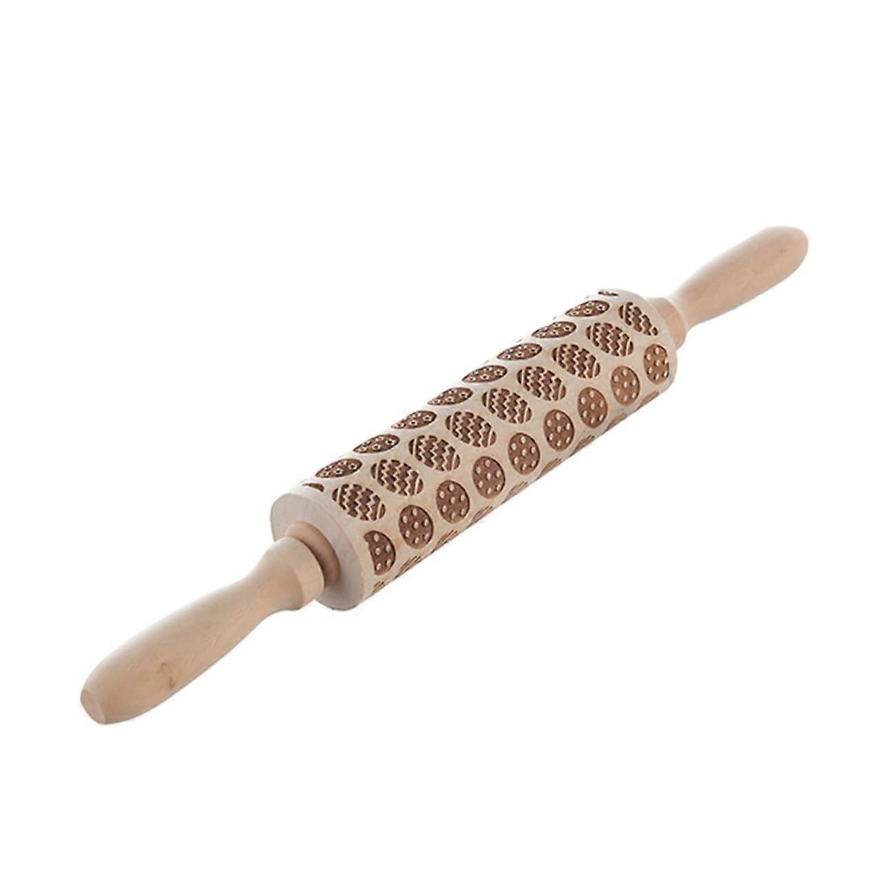 Wooden Embossed Rolling Pin with Egg Pattern for Baking Cookies Pastry Pizza Pasta