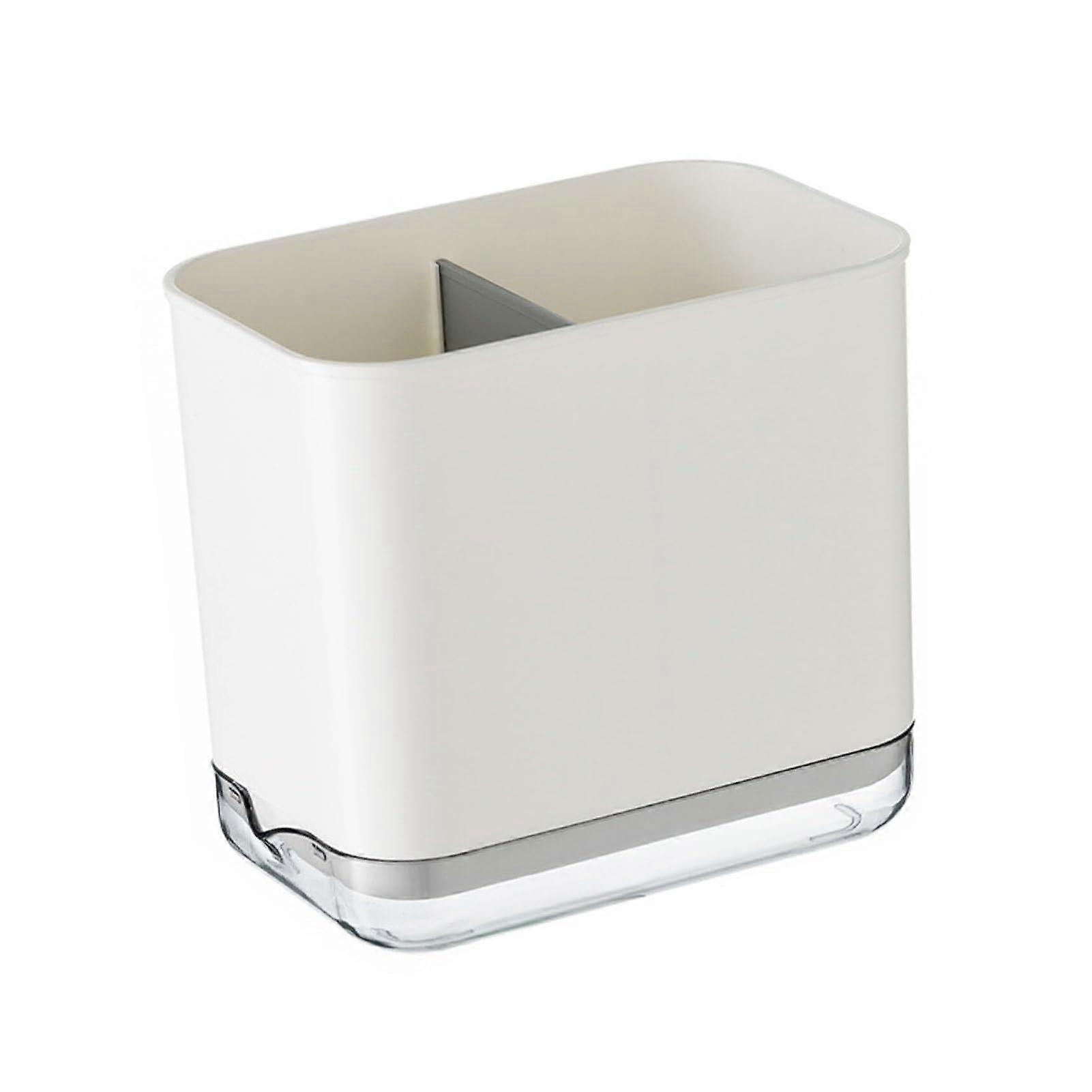 White Kitchen Utensil Holder Cutlery Drainer with Drain Tray, SpaceSaving Plastic Drying Caddy