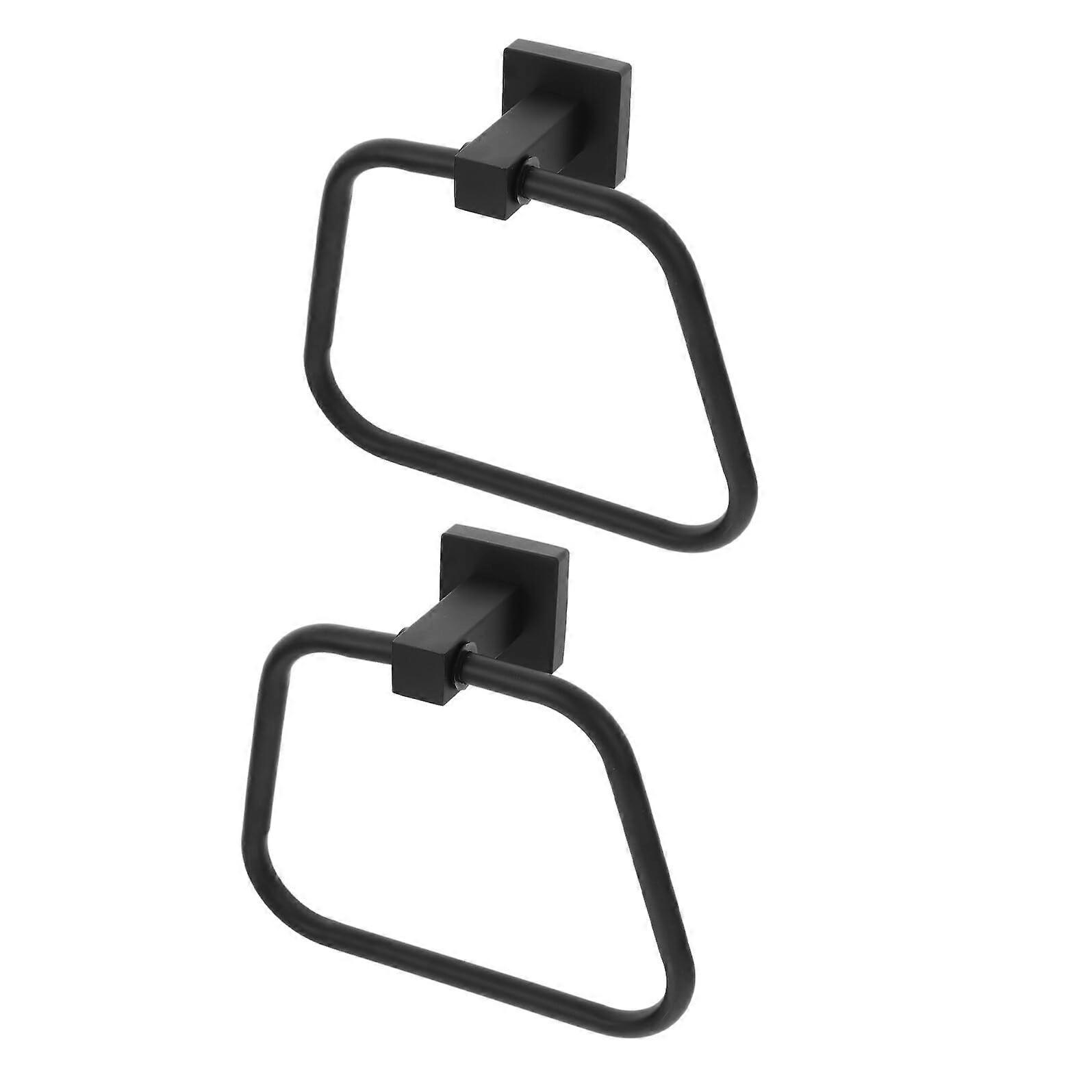 2pcs Wall Mounted Towel Ring Bathroom Holder Black SpaceSaving Rack for Small Bathrooms