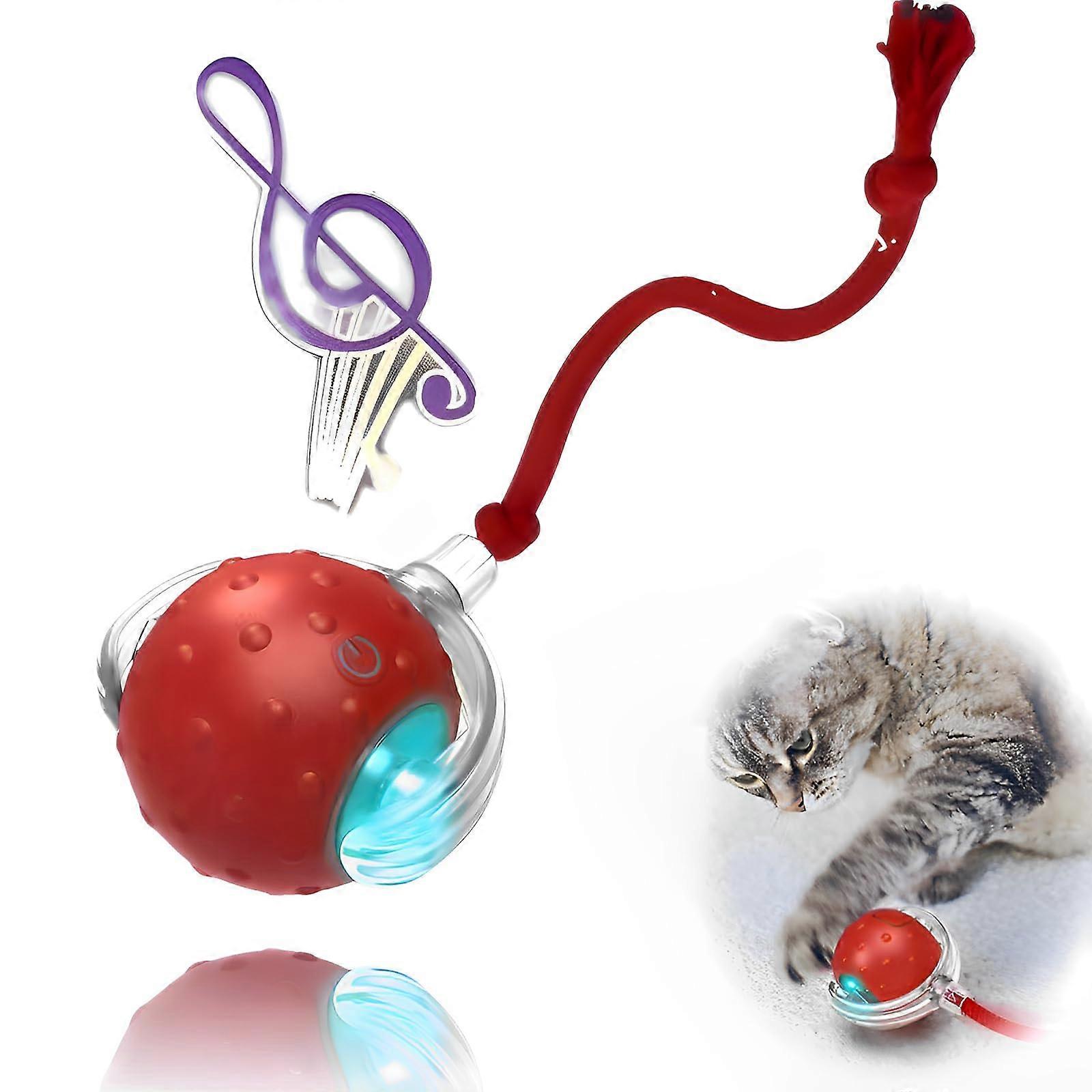Interactive Cat Toy Ball with Smart Motion Sensor, USB Rechargeable, Durable PetSafe Design, Red