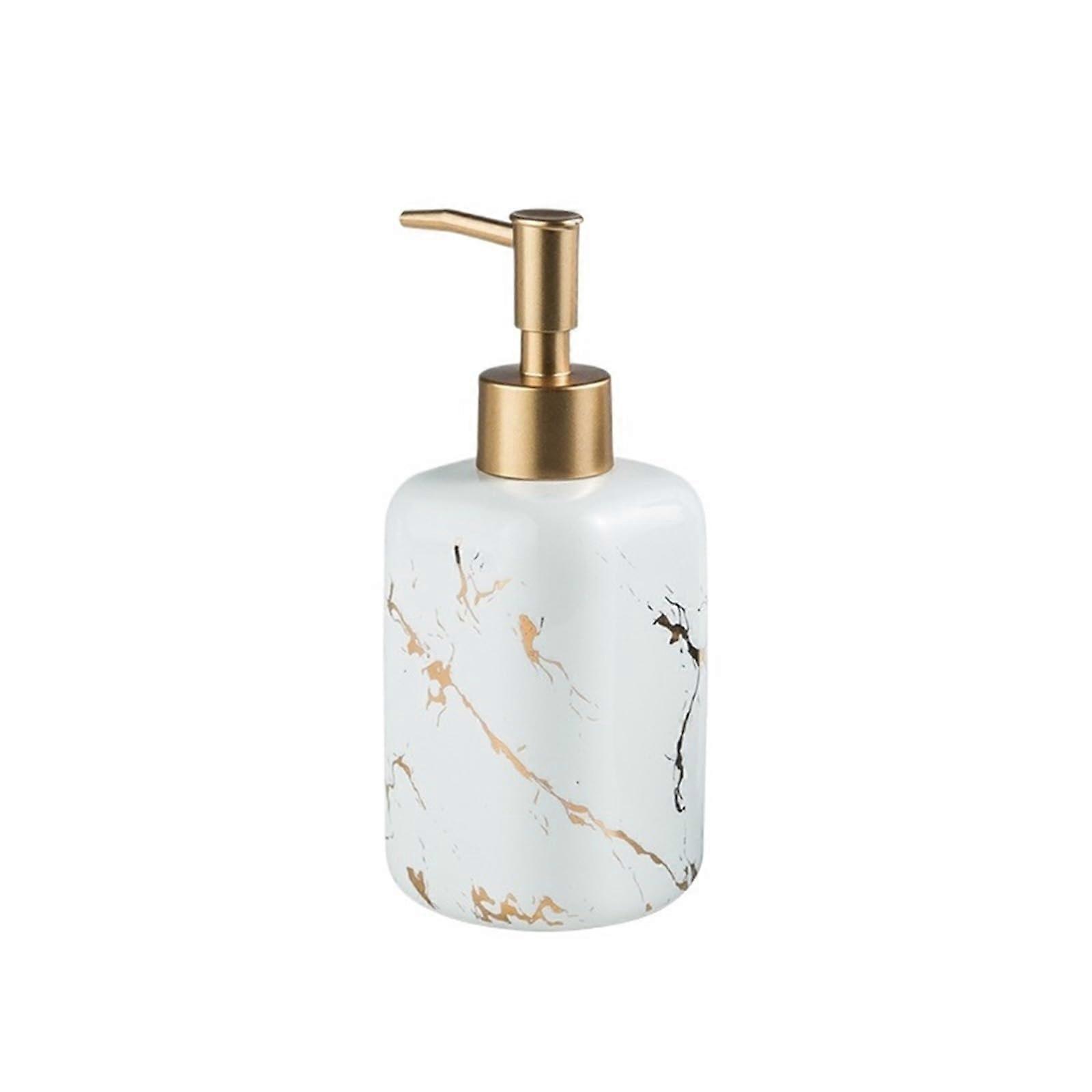 Ceramic Soap Dispenser with Pump 300ml Square Bottle for Bathroom and Kitchen White