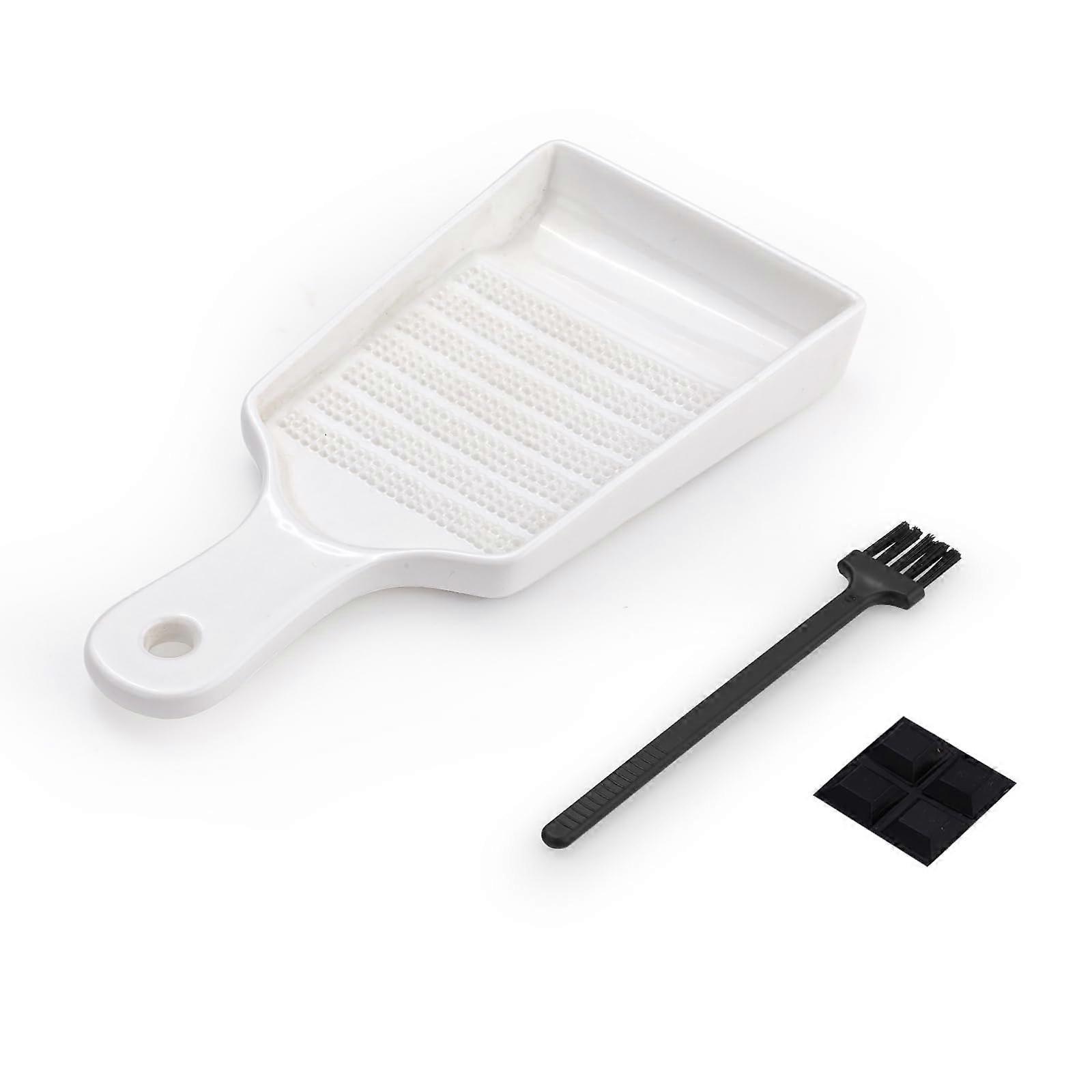 Ceramic Garlic and Ginger Grater Plate with Handle, UltraSharp Teeth, Dishwasher Safe