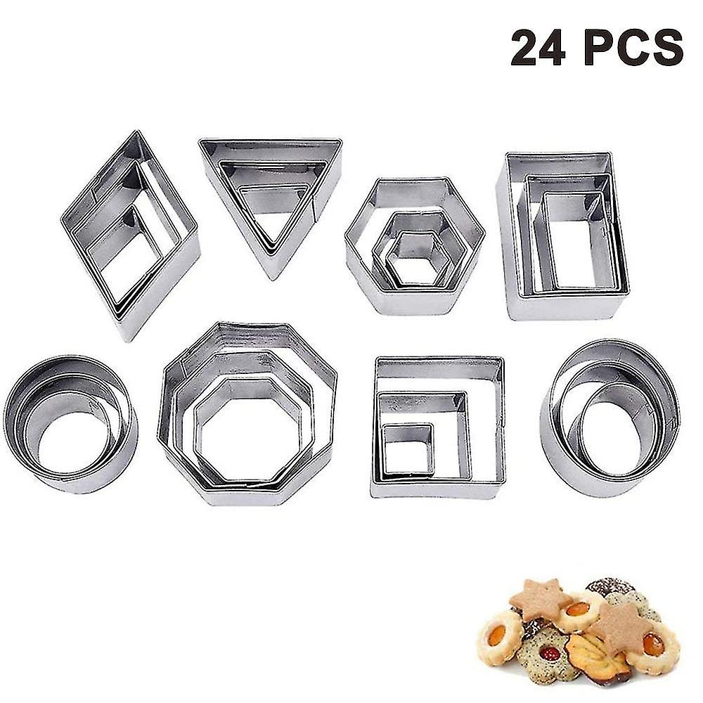 Mini Geometric Shaped Cookie Biscuit Cutter Set 24 Heart Triangle Round