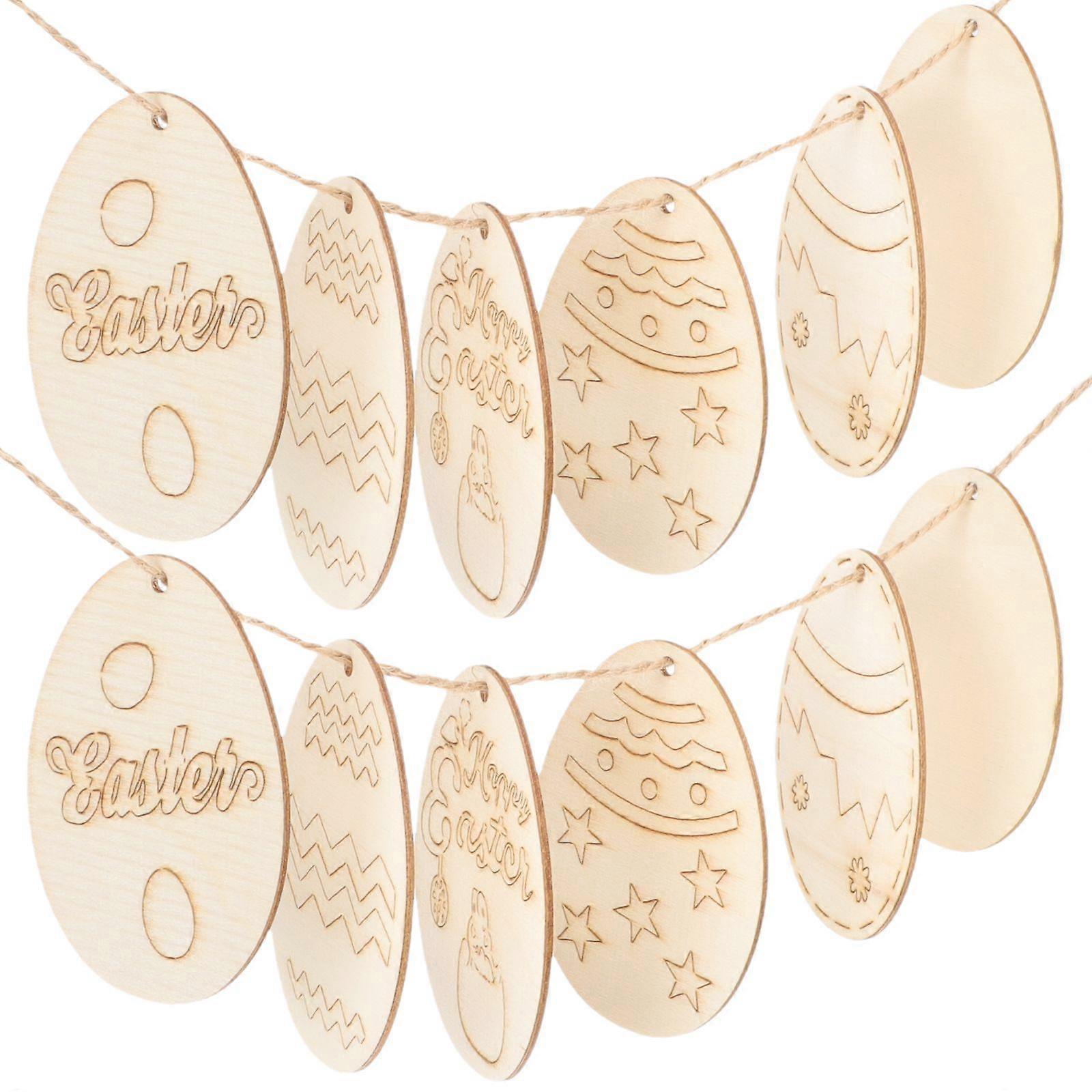 36pcs Easter Egg Wooden Cutout Unfinished Wood Easter Egg Ornaments Easter Decor