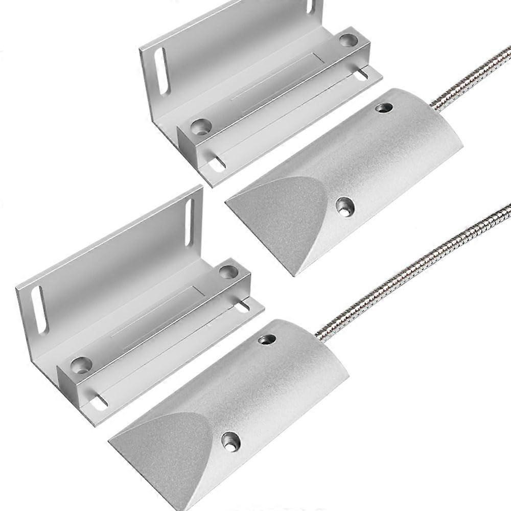 Garage Door Sensor Magnetic Switch with Adjustable Bracket and 15in Armored Wire 2 Sets