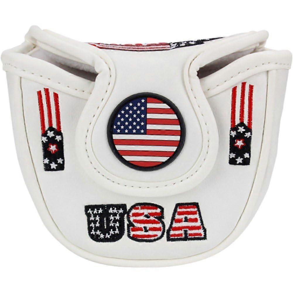 USA Flag Golf Putter Headcover Waterproof PU Leather with Soft Protective Lining for Mallet