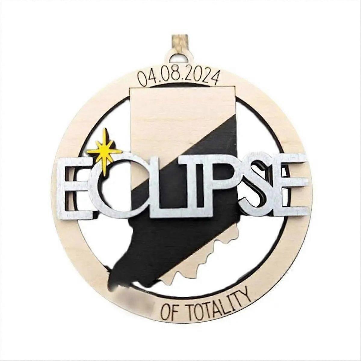 Solar Eclipse 2024 Ornament Wooden Eclipse Keepsake Decoration
