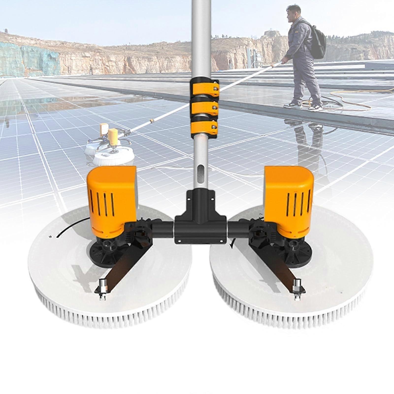 DualHead Solar Panel Cleaning Brush Kit 5.5m Telescopic Rotating Water Cleaner Tool