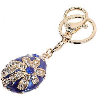 Rhinestone Easter Egg Keychain for Decoration 4Pcs Blue Backpack Hanging Pendant
