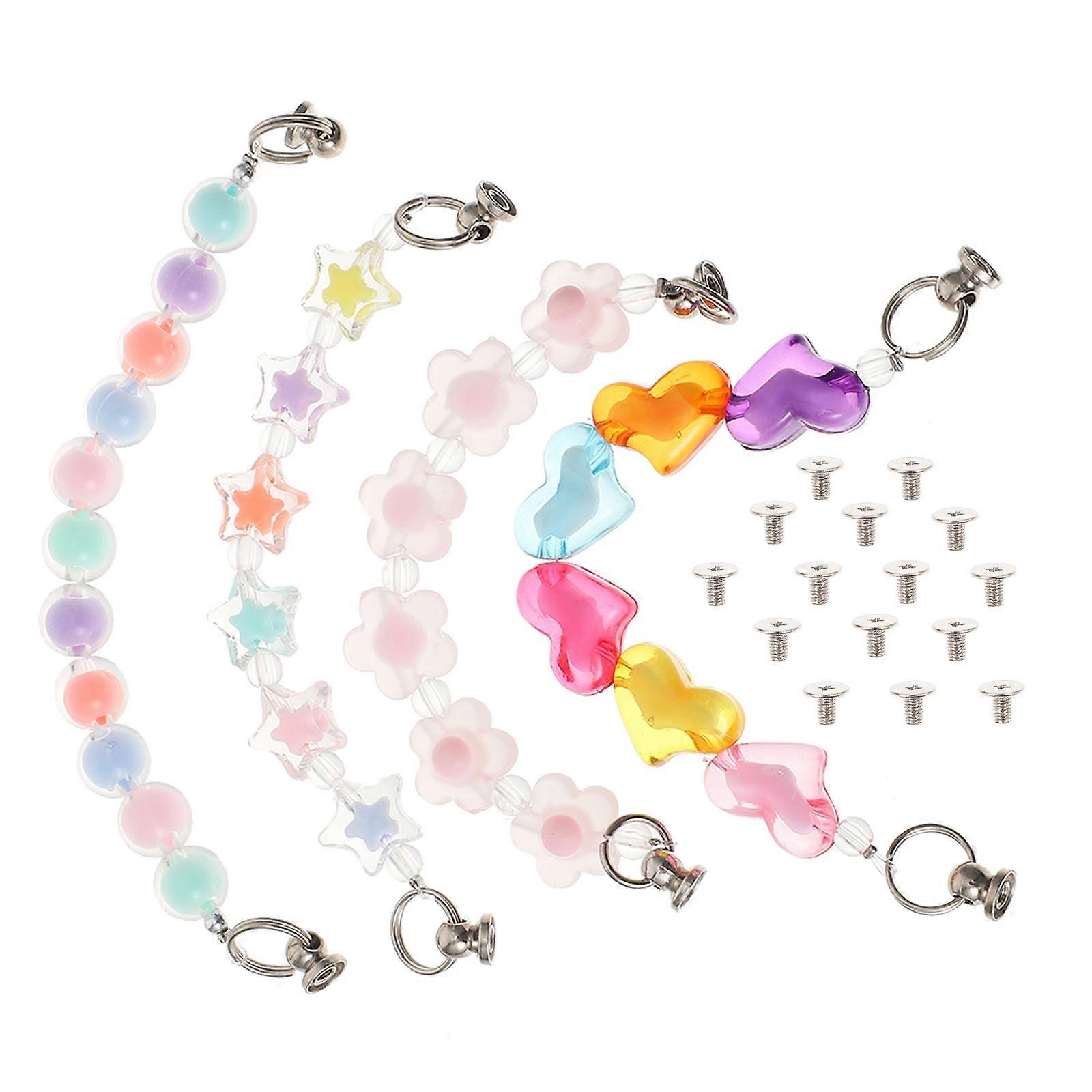 Decorative Phone Shell Chains for Phone Case Decor 4Pcs Acrylic Multicolor