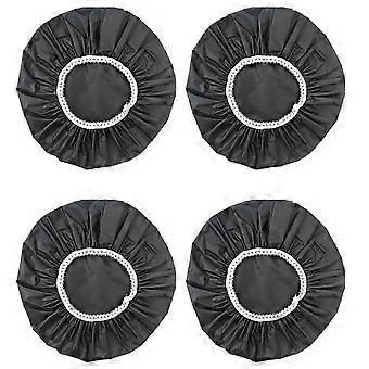 4Pcs Household Waterproof Shower Cap, Swimming Cap, Hotel Elastic Shower Cap Hair Set (Black)