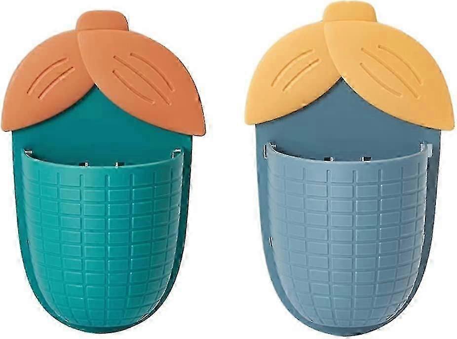Wall-mounted Self-adhesive Storage Box, Pen Holder (blue)