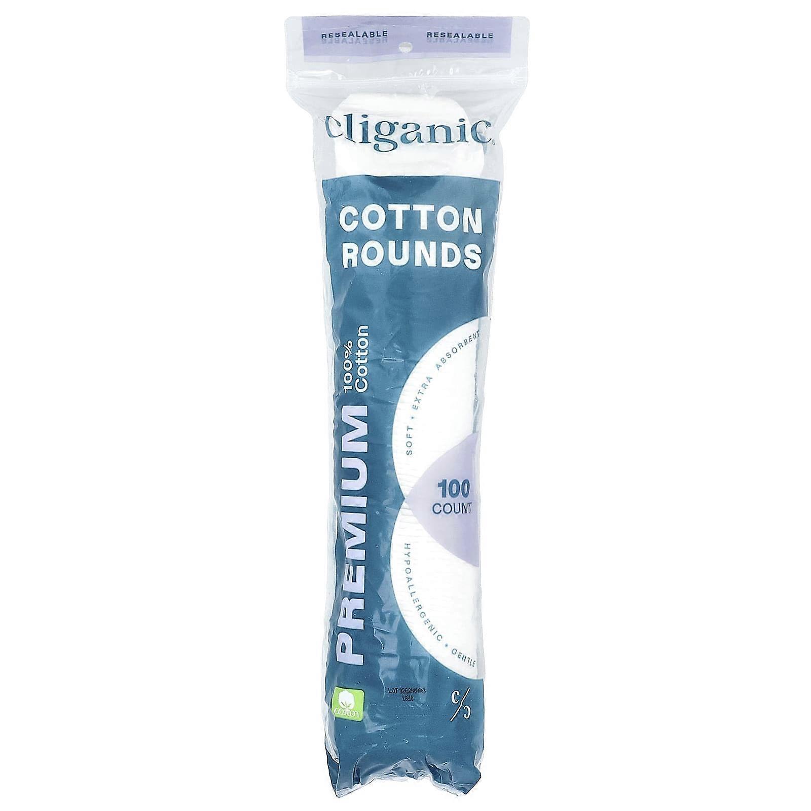 Cliganic, Premium 100% Cotton Rounds, 100 Count, 7-Pack
