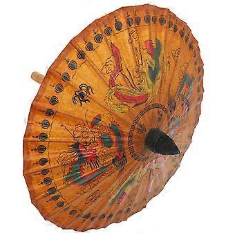 1pc Classic Hand-painted Oil-paper Umbrella Decorative Handmade Umbrella Oiled Paper Umbrella Crafts for Bar Store Tearoom Decors Dragon and Phoenix P