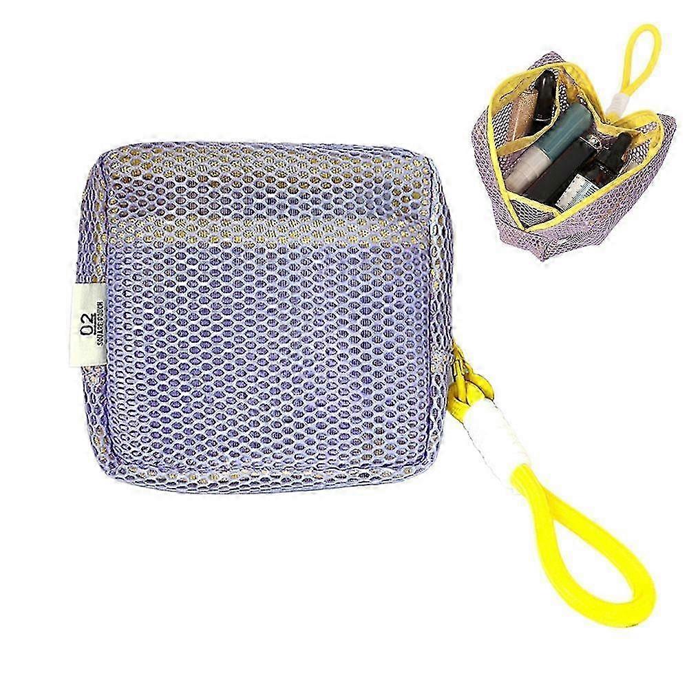 Portable Mesh Cosmetic Bag Dopamine-Colored Storage Case E6O7