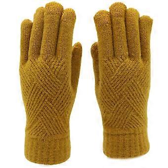 Casal inverno malha touch screen quente dedo dividido luvas de ciclismo (amarelo)