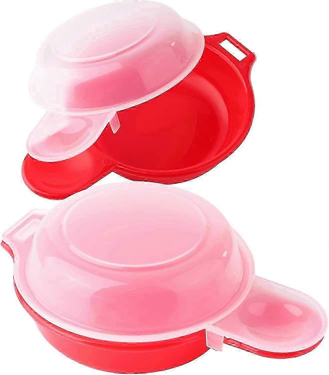 Microwave Egg Cooker 2 Pack, Non-Stick BPA-Free, 1 Minute Fast Egg Cooker for Breakfast Sandwiches, Red & Clear