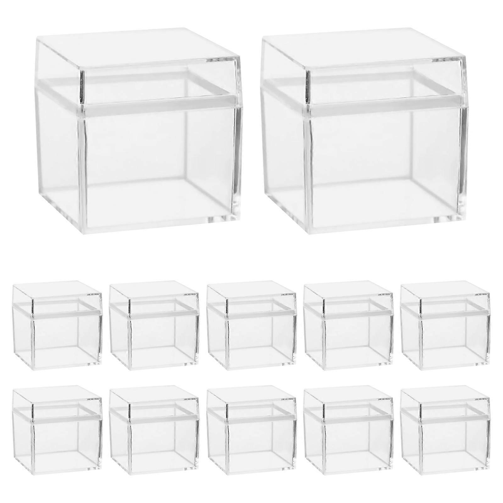12pcs Square Candy Boxes Candy Cases Clear Candy Holders Candy Packing Boxes
