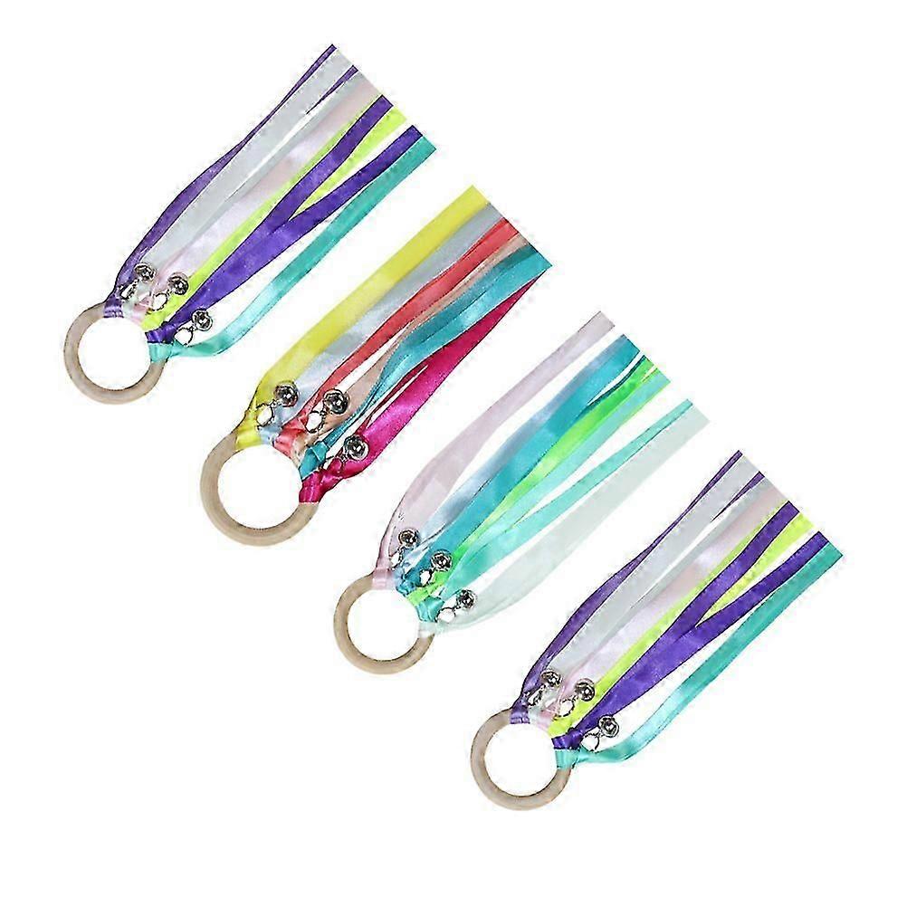 4Pcs Dance Ribbons, Round Handle, Performance Props for Party, Assorted Colors