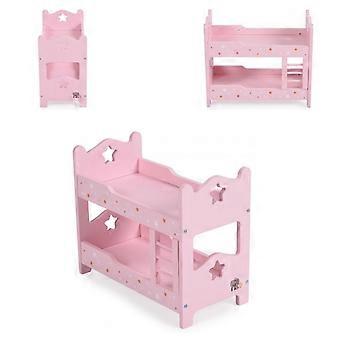 Moni cama boneca PH12A003 madeira, beliche, Dimensões 31 x 16 x 26 cm, escada, estrelas