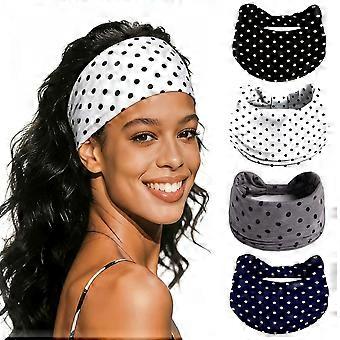 4pcs Set Wide Bohemian Style Knotted Headbands, Soft Stretchy Polka Dot Headwraps for Women Yoga Workout Hair Accessories