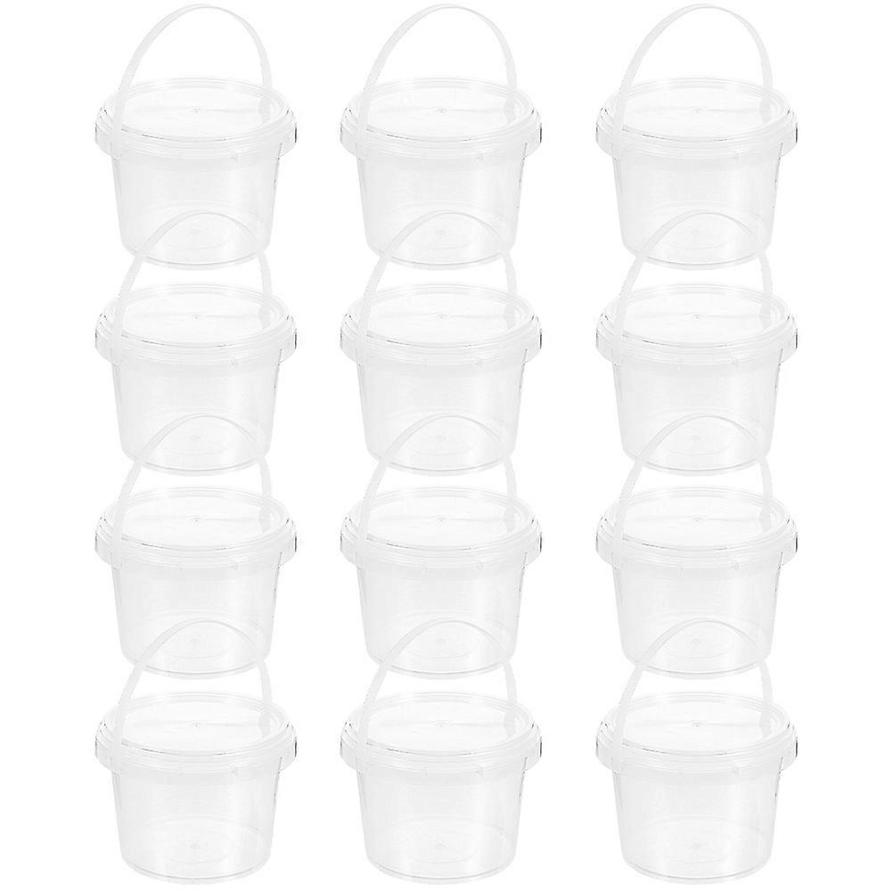 12pcs  Mini Transparent Storage Buckets Reusable Snacks Containers Multi-use Storage Buckets