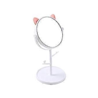 Cute cat ear shaped table mirror-kawaii and vanity mirror, suitable compatible with bathroom or bedroom-white