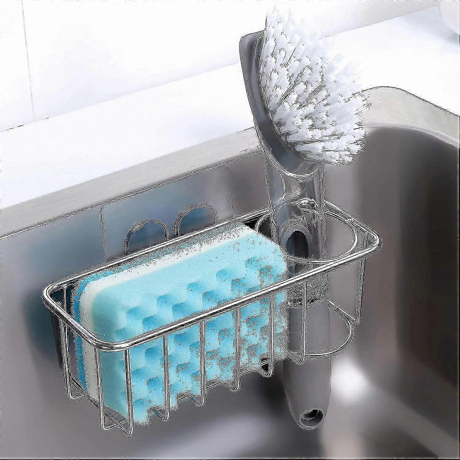 Kitchen Sink Organizer with Powerful Suction, Compact Sponge Storage Solution