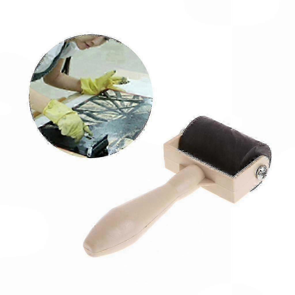 3.5cm Durable Rubber Roller with Plastic Frame for Screen Printing Craft Tool