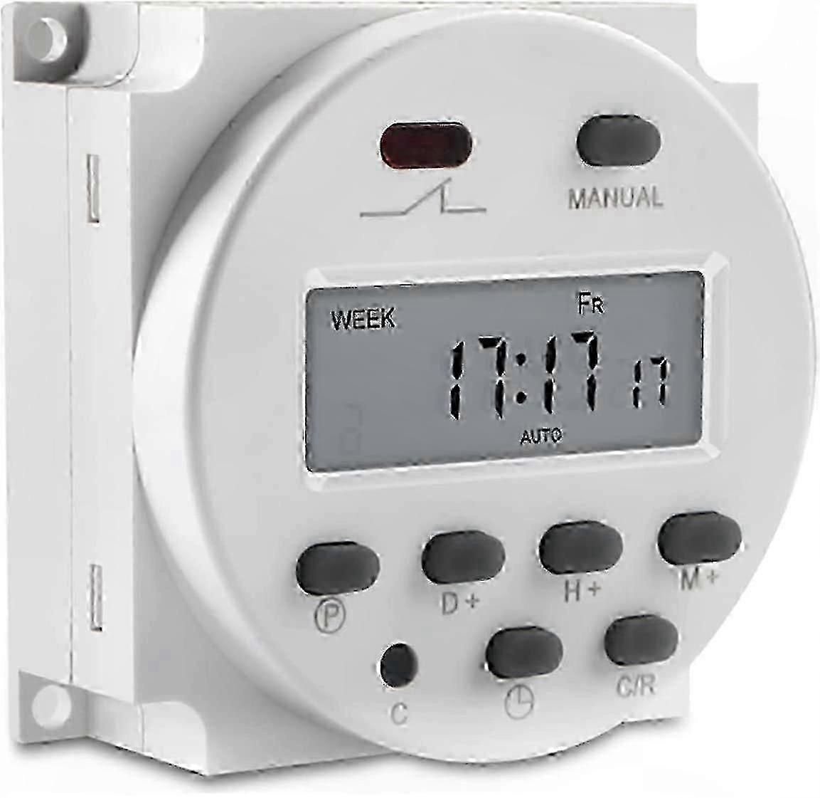 Programmable LCD Timer Relay Control with Waterproof Cover compatible with 12V Power Supply Weekly Schedule White