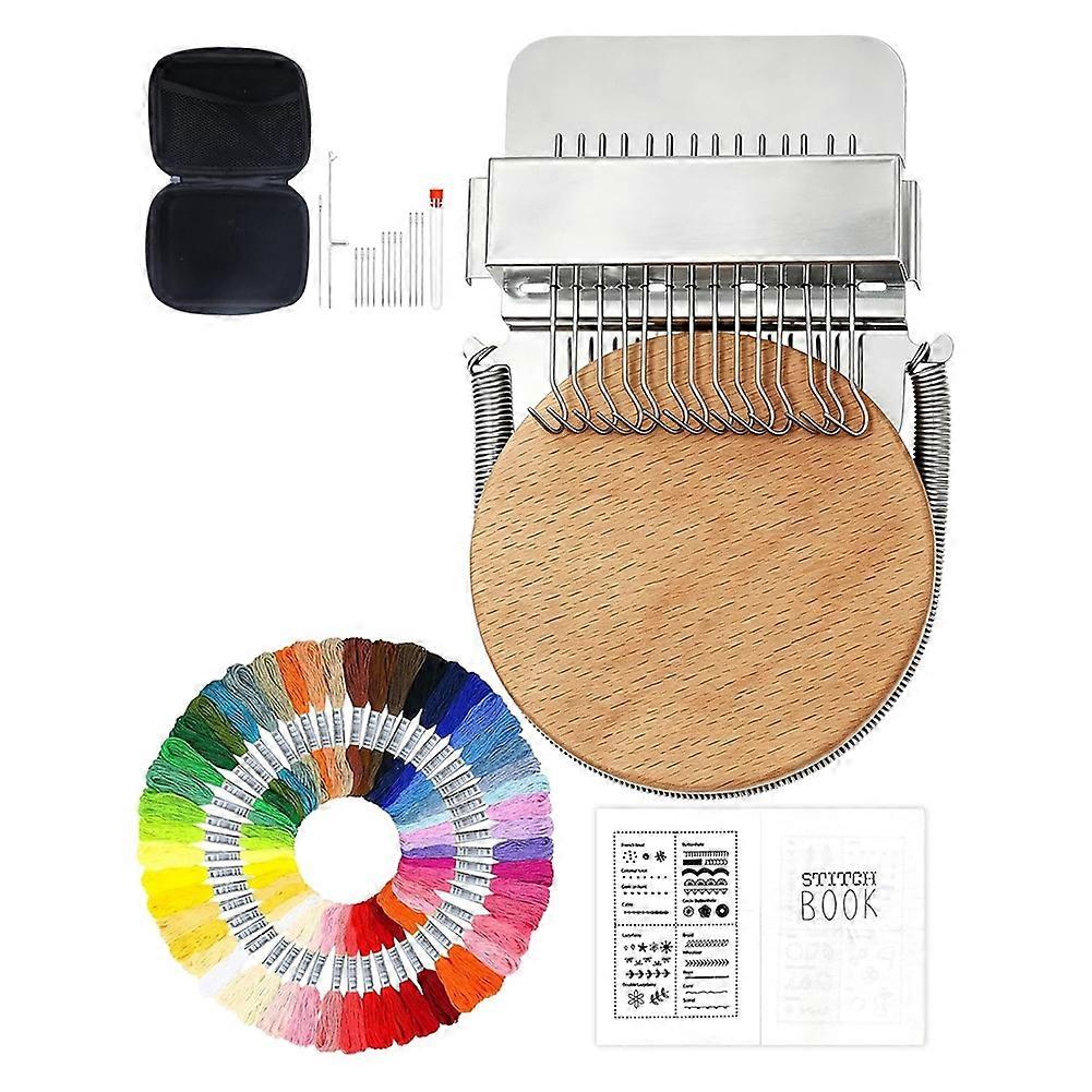 Visible Mending Kit, KnitPatch Darning Kit for Beginners Larger Solid Wood Base Metal Spring Retainer Hooks Needles
