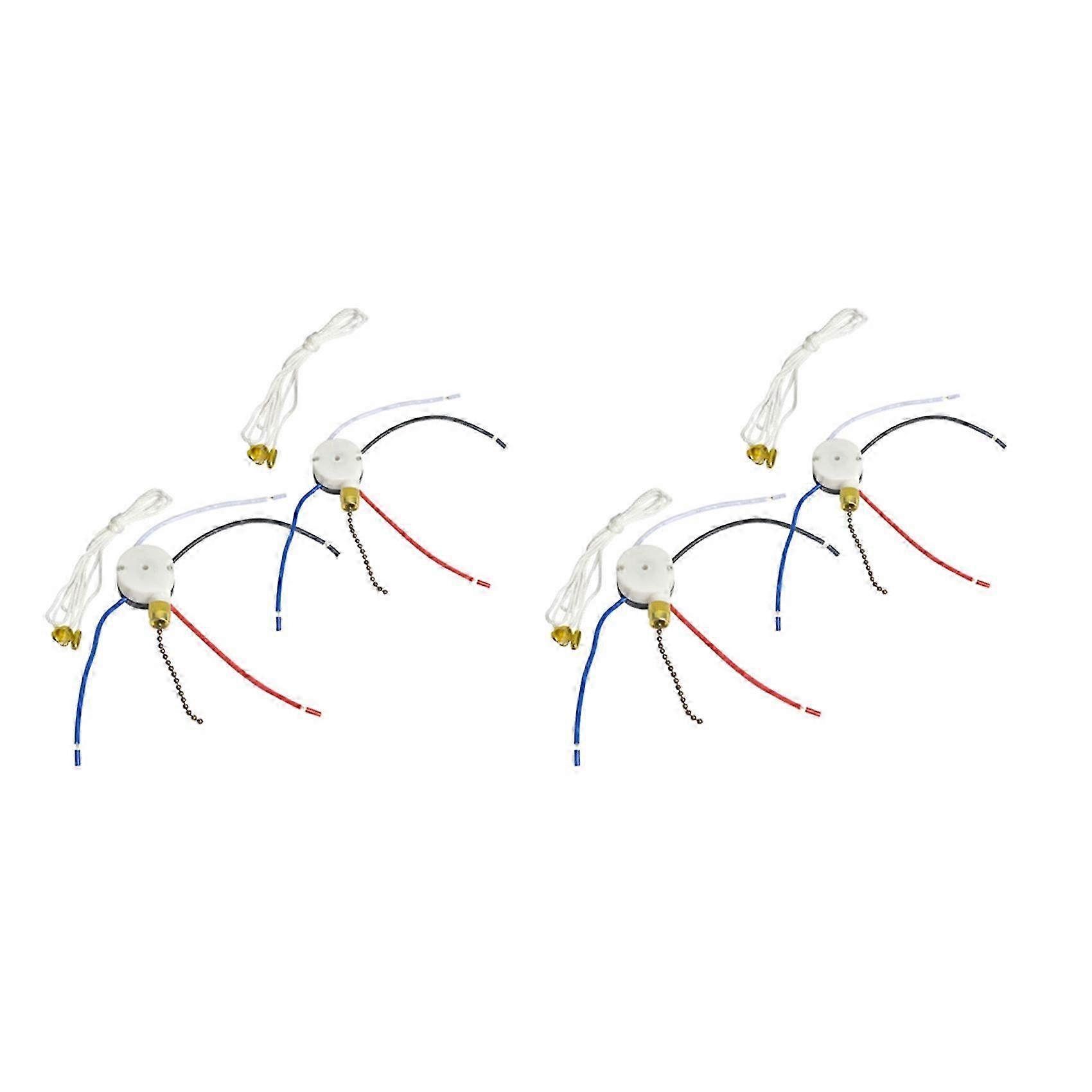 4x Ceiling Fan Pull Switch,ZE-208S E89885 3 Speed 4 Wire Fan Switch Pull Chain Cord Switch Fan Lights Switch Replacement