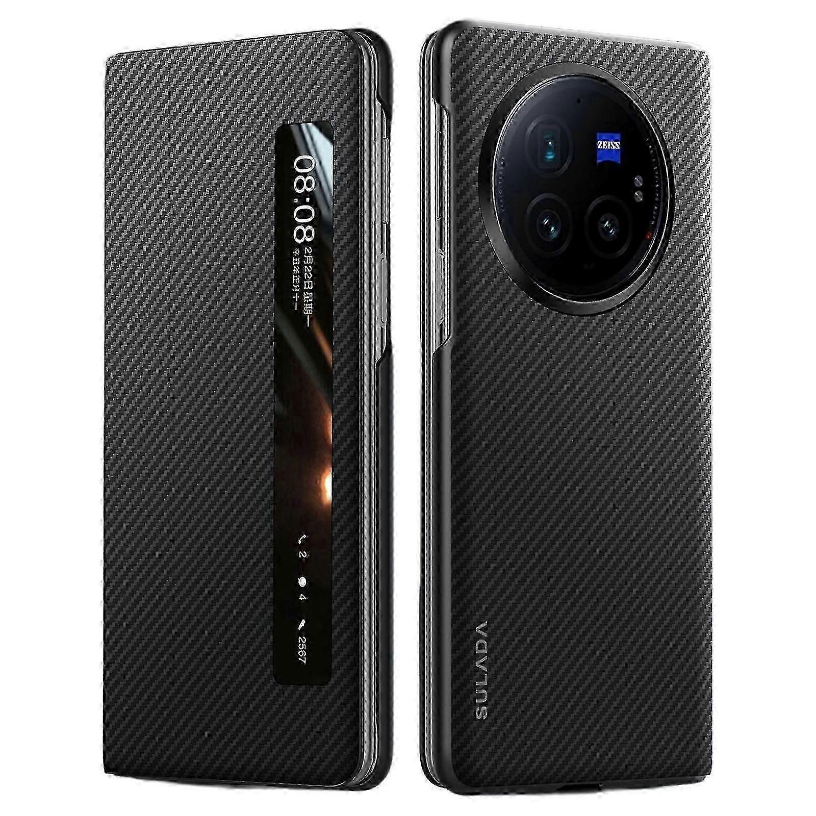 For vivo X Fold3 Pro Case View Window Leather+PC Back Cover with Wake/ Sleep Function
