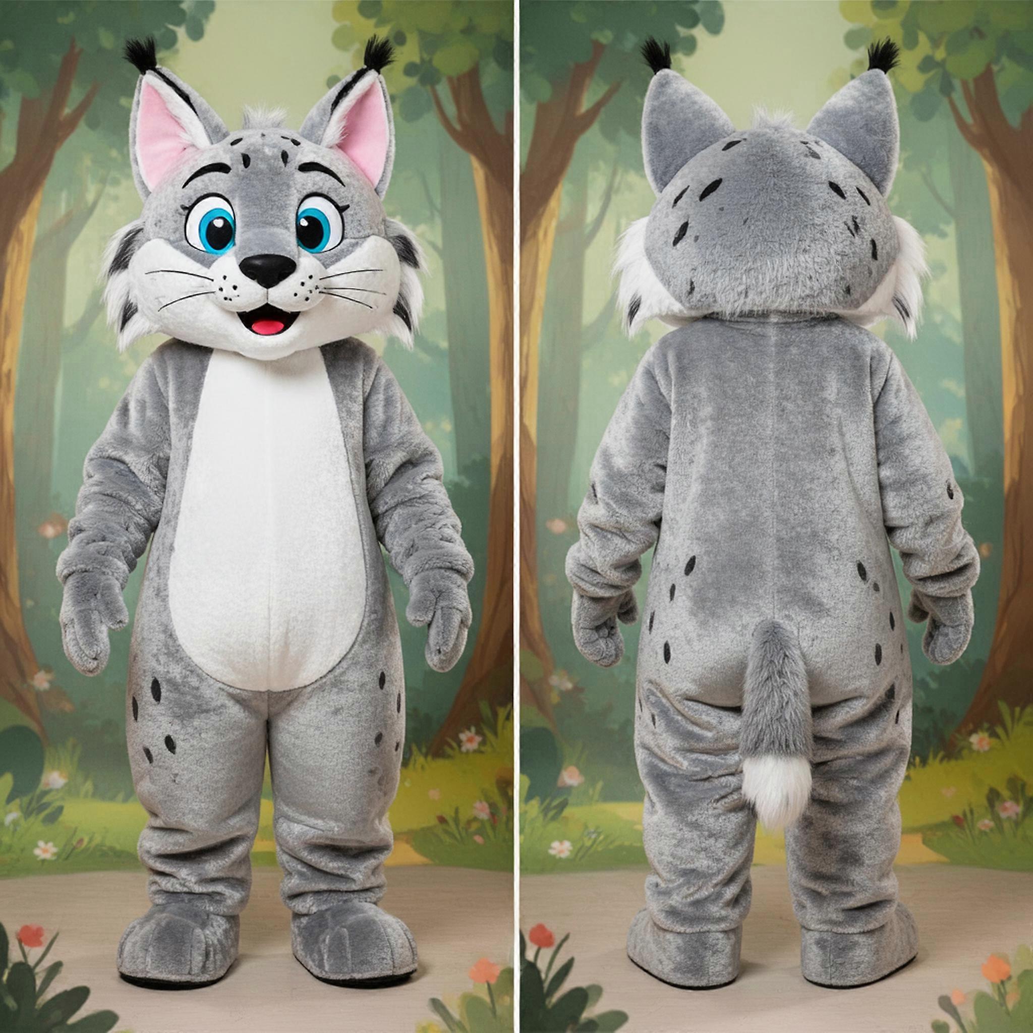 MASTICOT Silver Velvety Lynx Mascot