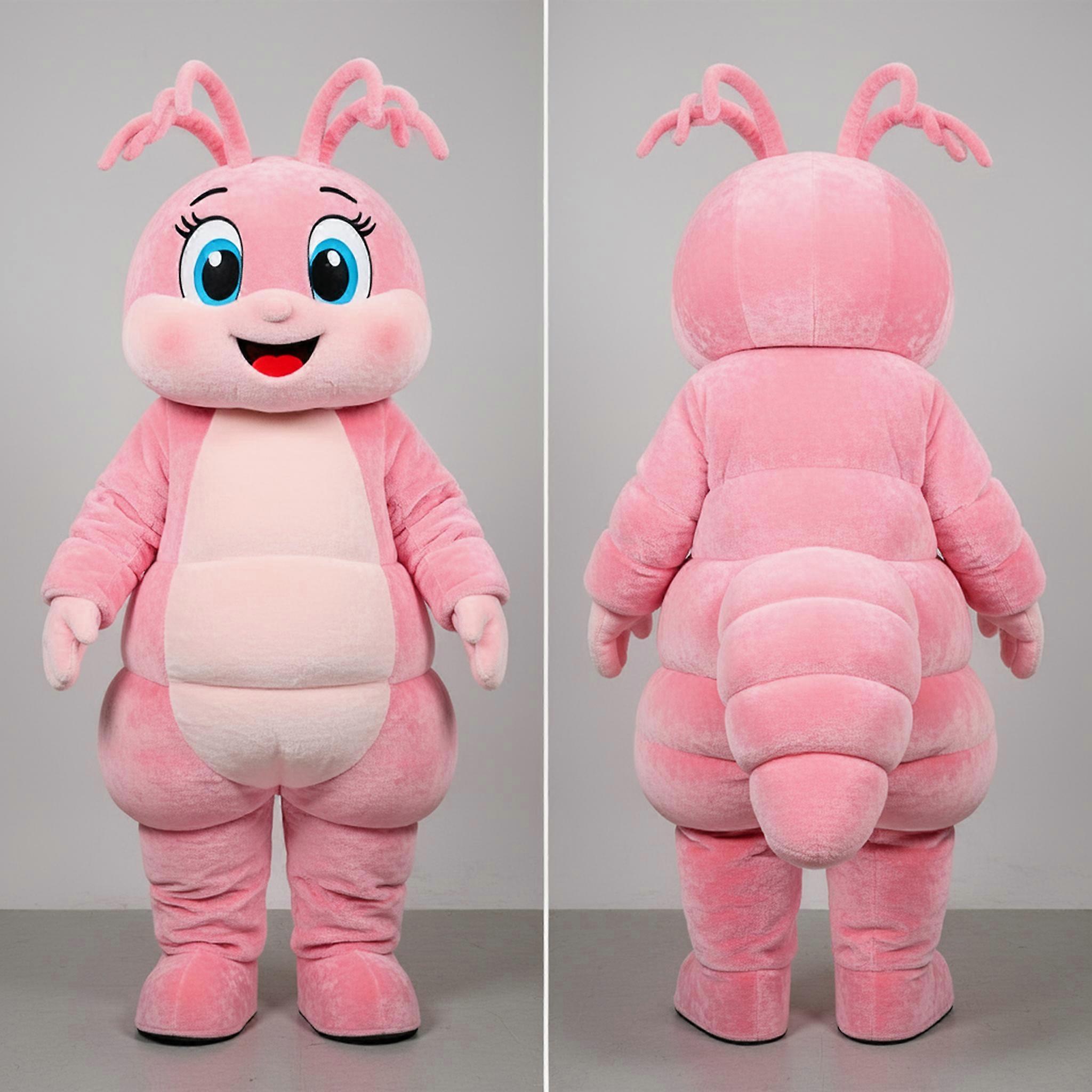 MASTICOT Pink Smiling Shrimp Scampi Mascot