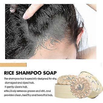 Savon Shampoing Anti-chute Riz Hydrate le cuir chevelu Nettoie les cheveux Répare les cheveux abîmés Nourrit les cheveux Shampoing Solide Savon -