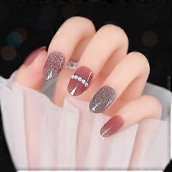 Naked Powder Pearl Wear Armor Handmade Glitter Powder Manicure Patch Zachte Whitening Nails Nail Nail Piece Bonus: ontvang een gratis professionele nagel