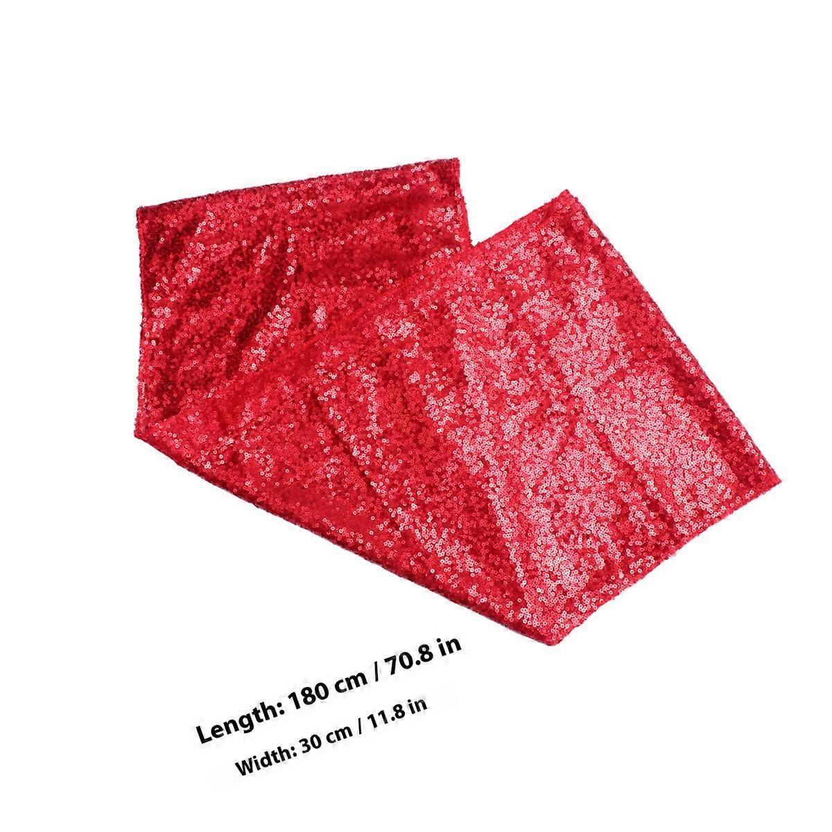 Red Sequin Table Runner with Elegant Tablecloth for Party Use