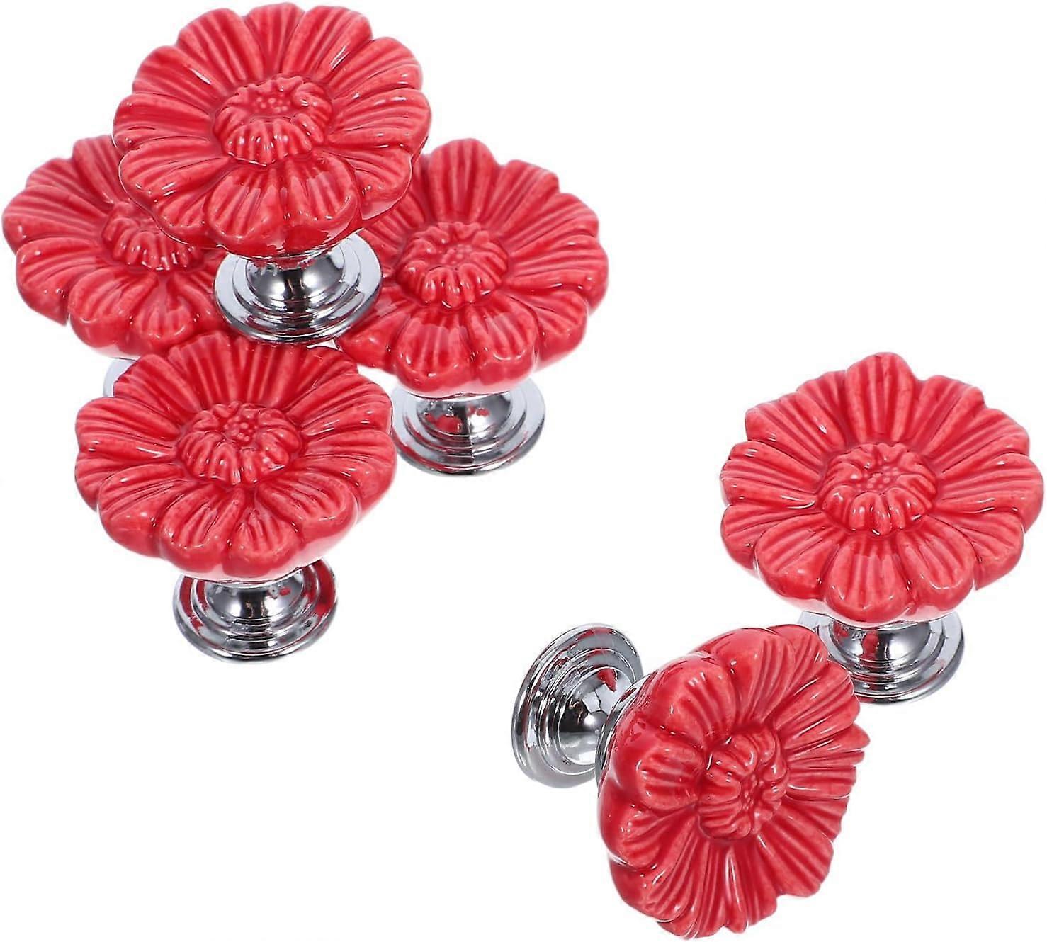 Pieces Vintage Floral Ceramic Drawer Knobs, Daisy Pattern, For Use on