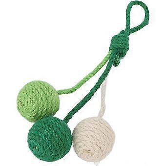 Cat Sisal Ball Interactive Colorful Hanging Toy for Indoor Pet, Sisal Ball Toy for Chasing, Playing, and Exercising, Cats, Made of Jute Material (Gree