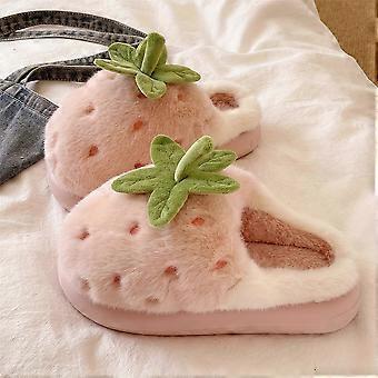 Cute Apple and Strawberry Winter Slippers, Men's Cartoon Fruit Warm Shoes, Anti-Slip Wear-Resistant Foam Sole, 2 Styles 3 Colors