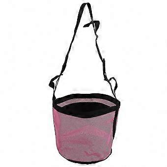 Bolsa de alimentación para caballos a prueba de derrames con correa ajustable - Diseño de nariz de malla rosa