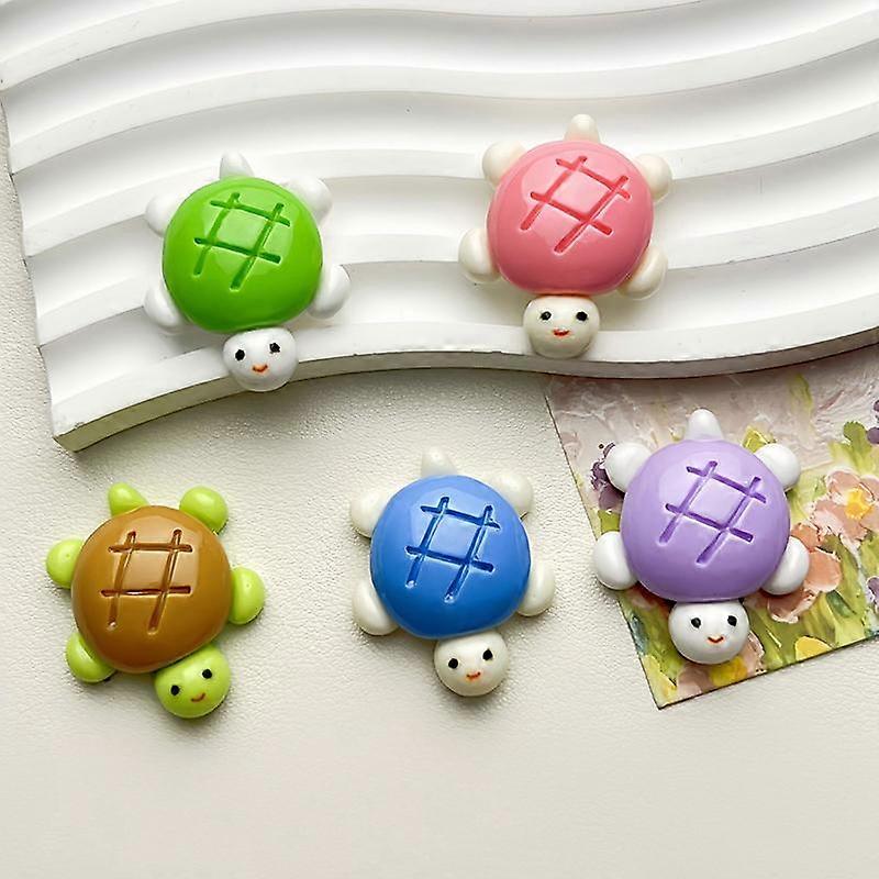 10Pcs Solid-Colored Small Turtle Cartoon Glossy Handmade Diy Resin Accessory Small Ornament