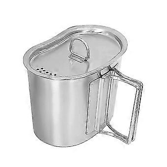 Camping Cup with Strainer Lid Stainless Steel Camping Cup Cooking Cup Portable Cookware for Camping Hiking Backpacking