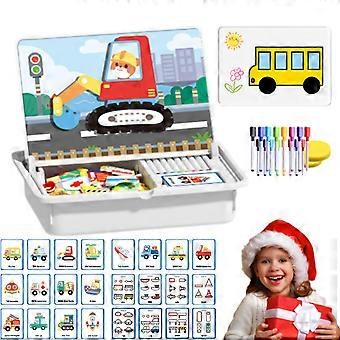 Magnetic Dress Up Puzzle Vehicles Theme Double‑Sided Educational Toy for Preschool Kids Travel Game