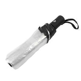 Clear Umbrella Auto Open Close, Transparent Canopy, 8 Ribs 3Fold, Black Edging for Wedding Travel