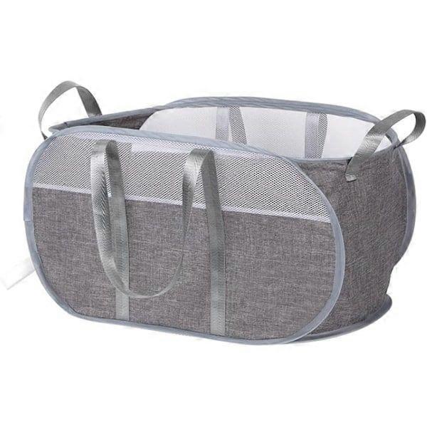 Large collapsible laundry basket, storage for dirty laundry, grey, space-saving