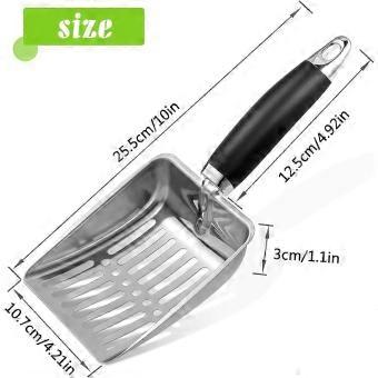 Stainless Steel Cat Litter Scoop - Metal Medium Cat Litter Scoop - Sturdy Mesh Scooper - Easy to Clean - Suitable for Cat Litter Box - Black